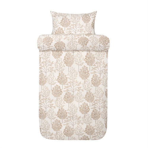 Sängkläder i flanell 140x220 cm - Hvitt sengesett med brune trær - 100% bomullsflanell - Thea Høie of Scandinavia sengetøy