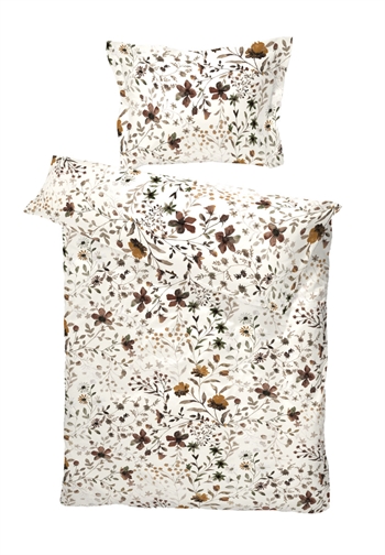Turiform sengetøy - 140x220 cm - Tilde Beige - Blomstert sengetøy - 100% bomull sateng sengetøy sett