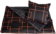 Neon Living - bomullssateng - Dobbelt sengetøy - 200x200cm - Svart og oransje