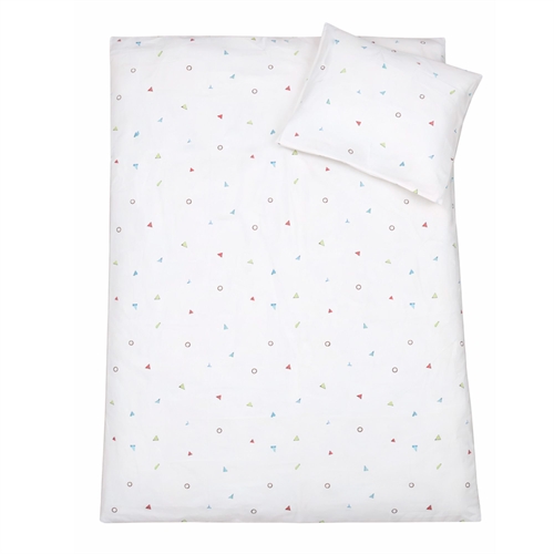 Frukt sengetøy - 100% bomull - Junior sengetøy 100x140 cm - råhvit med små frukter