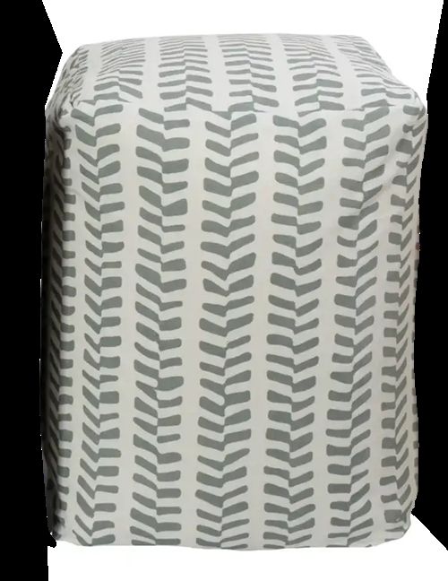 Puff - 28x28x40 cm - Lys grå med mønster - Praktisk puff fra Nordstrand Home