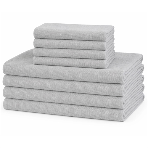 Mikrofiber håndklær - Lettvekts håndklær - 8-pak - Lysegrå