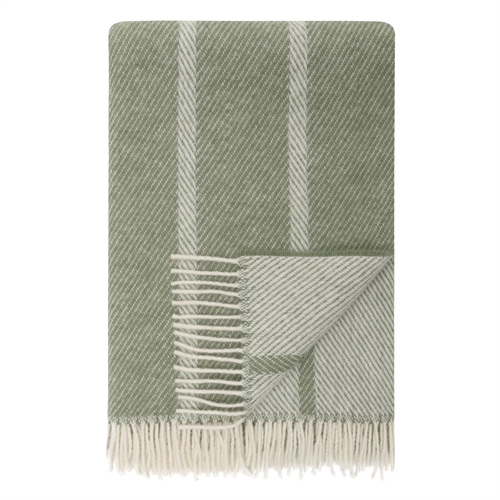 Ullpledd 120x180 cm - Grønt pledd med striper - 100% ny ren ull - Istinden Høie of Scandinavia ullteppe