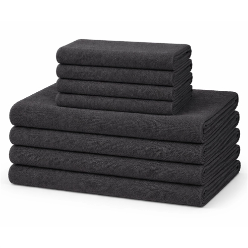 Mikrofiber håndklær - Lettvekt håndklær - 8-pak - Mørkegrå
