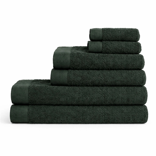 Bomullshåndklær - 100% bomull - 6-pak - Valmue - Mørkegrønn