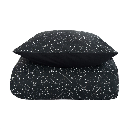 Sengetøy 240x220 cm - Zodiac Black - Stjernebilde - Sengetøy til dobbeltdyne i 100% bomull - Borg Living