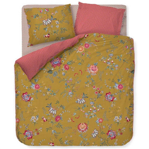 Blomstrete sengetøy - 140x220 cm - Flower Festival yellow - Sengelinned med dobbeltsidig design - 100 % bomull - Pip Studio