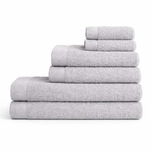 Bomullshåndklær - 100% bomull - 6-pak - Valmue - Lysegrå