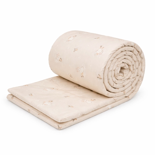 Sengekant - Passer til tremmeseng - Sandfarget med kaniner