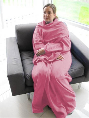 Snuggie pledd - Teppe med ermer - 130x180 cm - Lyserosa