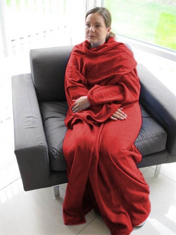 Snuggie pledd - Teppe med ermer - 130x180 cm - Rød