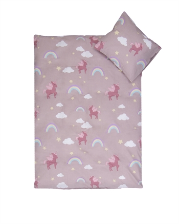 Sengetøy til baby - 70x100cm - Enhjørninger og regnbuer - 100% bomull - Mykt og fint sengetøy