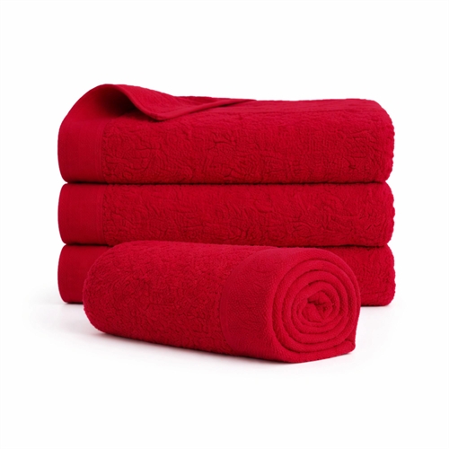 Bomullshåndkle - 100% bomull - 50x100 cm - Valmue - Rød